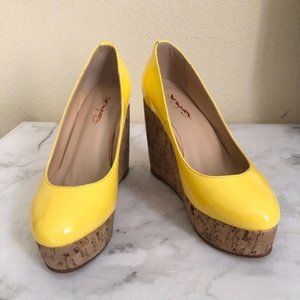 XYD Size 6 Yellow PU Wedge Platform Shoes